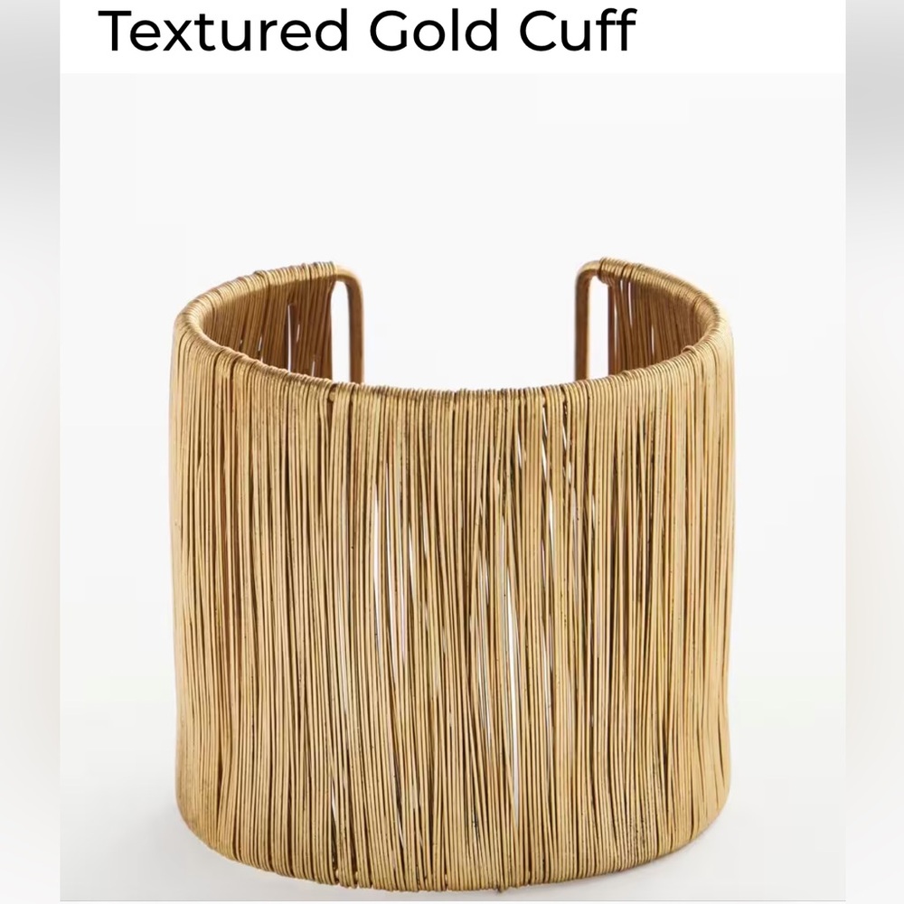 Chico's Gold Fringe Textured Open Cuff Bracelet.  NWT.